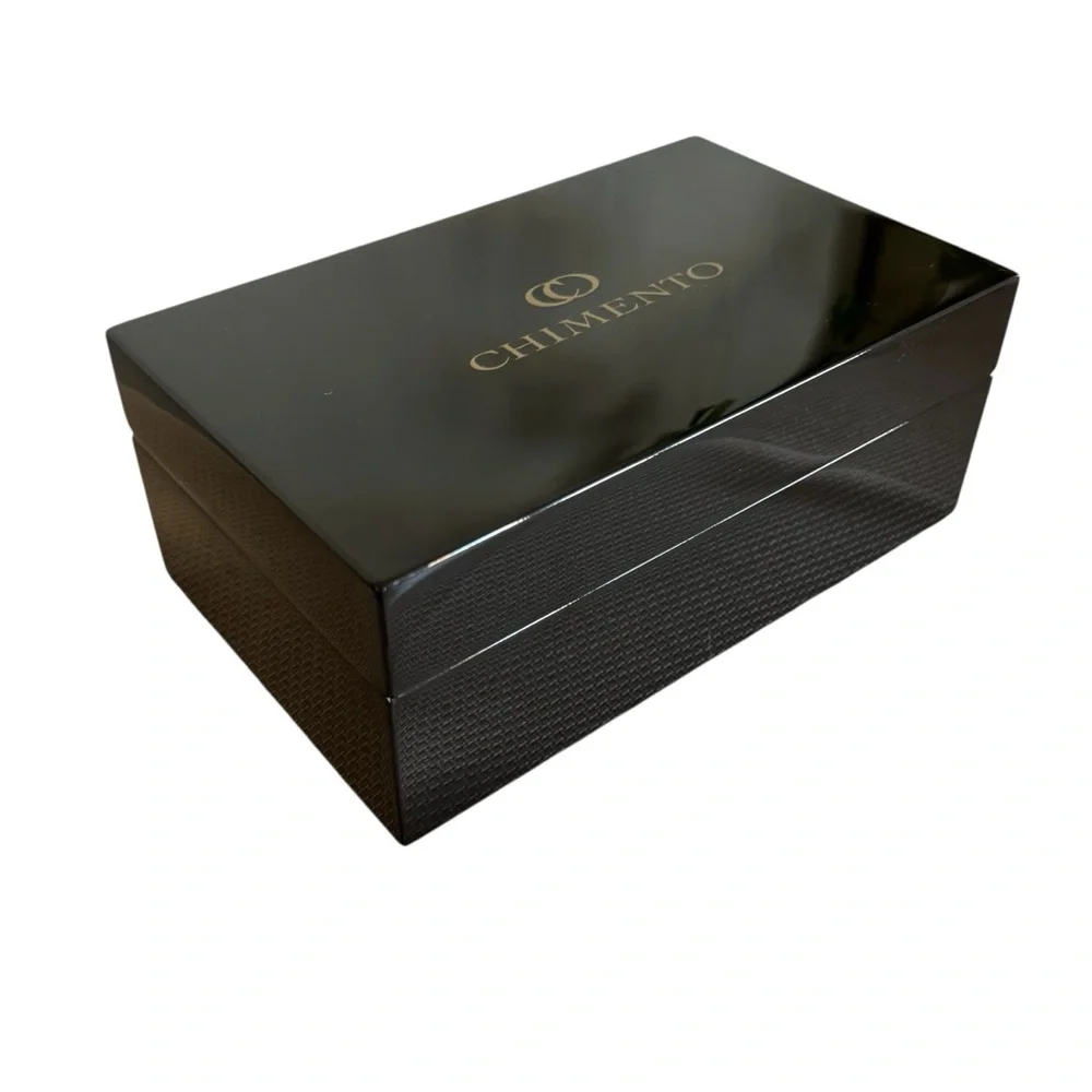 CHIMENTO Jewelry Box Multi Compartments Black Lacquered Wood 8” X 5”